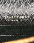 Grain De Poudre Matelasse Chevron Monogram Envelope Chain Wallet Black
