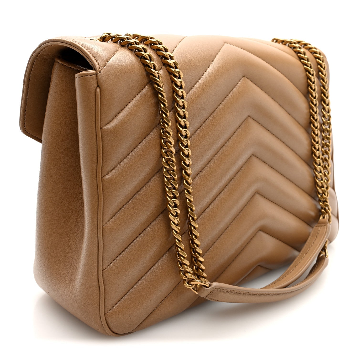 Lambskin Chevron Quilted Large LouLou Natural Tan
