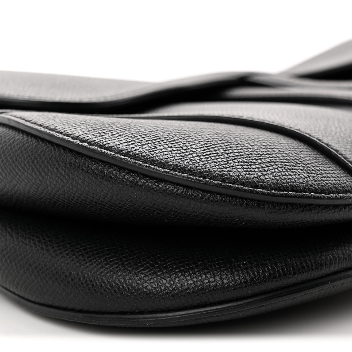 Grained Calfskin Saddle Bag Black