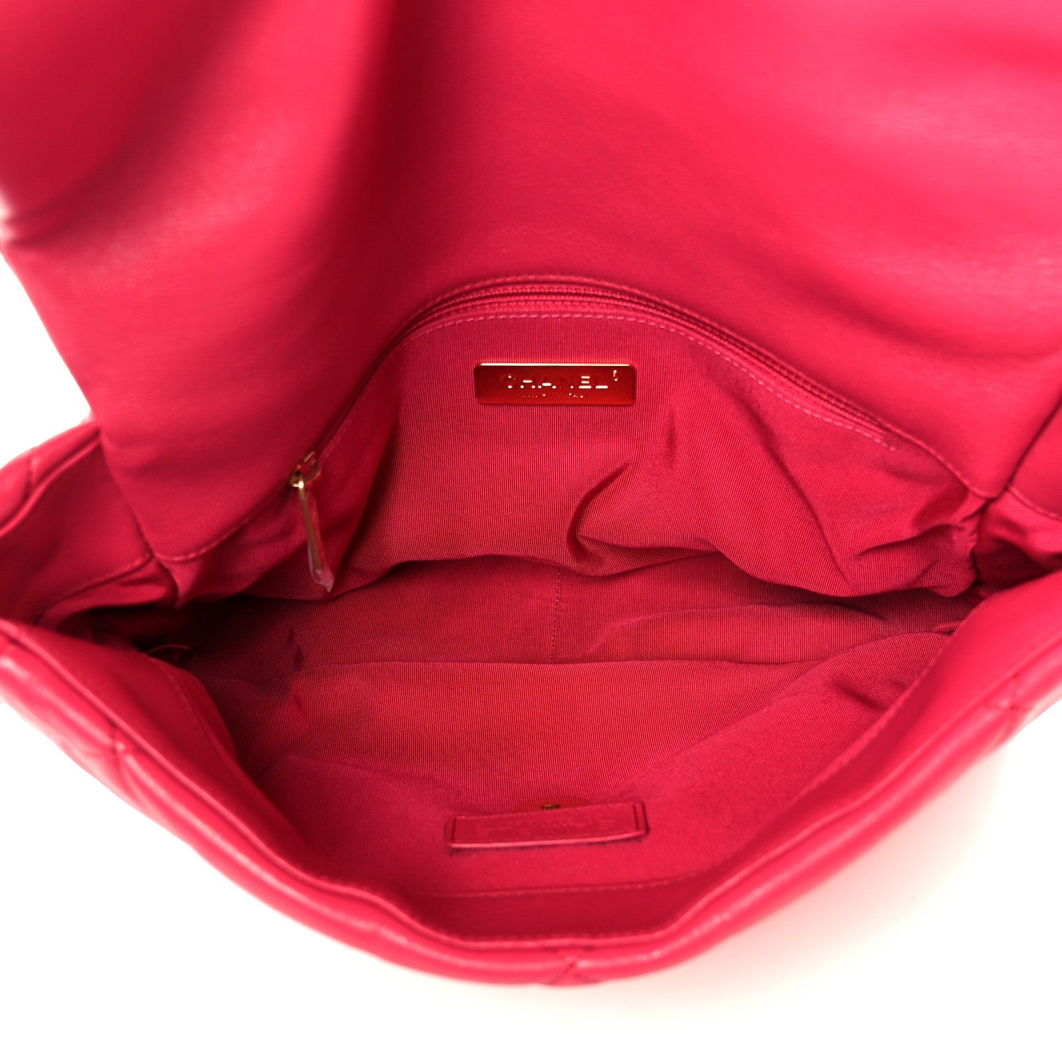 Goatskin Quilted Large CHNL 19 Flap Dark Pink