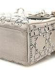 Satin Crystal Cannage Mini Lady D1OR Gray