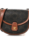 Canvas Calfskin Triomphe Mini Besace Tan