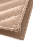 Grain De Poudre Matelasse Chevron Monogram Envelope Chain Wallet Dark Beige