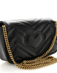 Calfskin Matelasse Super Mini GG Marmont Shoulder Bag Black