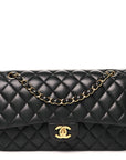 Lambskin Quilted Medium Double Flap Black