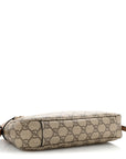 GG Supreme Monogram Textured Calfskin Small Emblem Shoulder Bag Beige Dark Brown