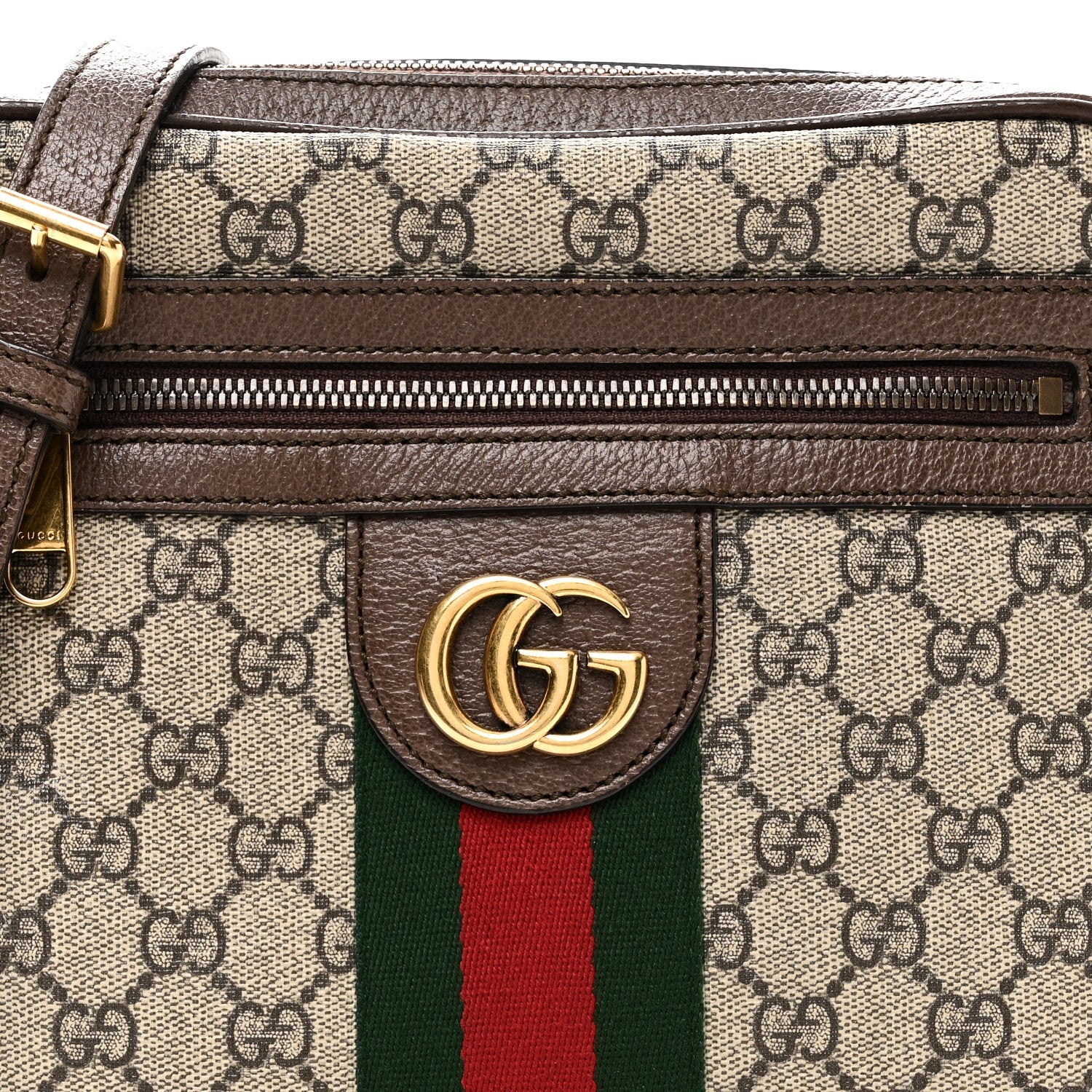 GG Supreme Monogram Web Small Ophidia Messenger Bag Brown