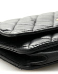 Lambskin Quilted Wallet On Chain WOC Black