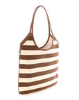 Canvas Calfskin Striped Ivy  Cacao Naturale