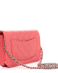 Lambskin Quilted Wallet On Chain WOC Pink