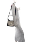 GG Supreme Monogram Textured Dollar Calfskin Web Small Jackie 1961 Hobo Beige Blue