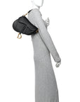 Grained Calfskin Saddle Bag Black