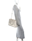 Saffiano Lux Medium Galleria Double Zip Tote Talco