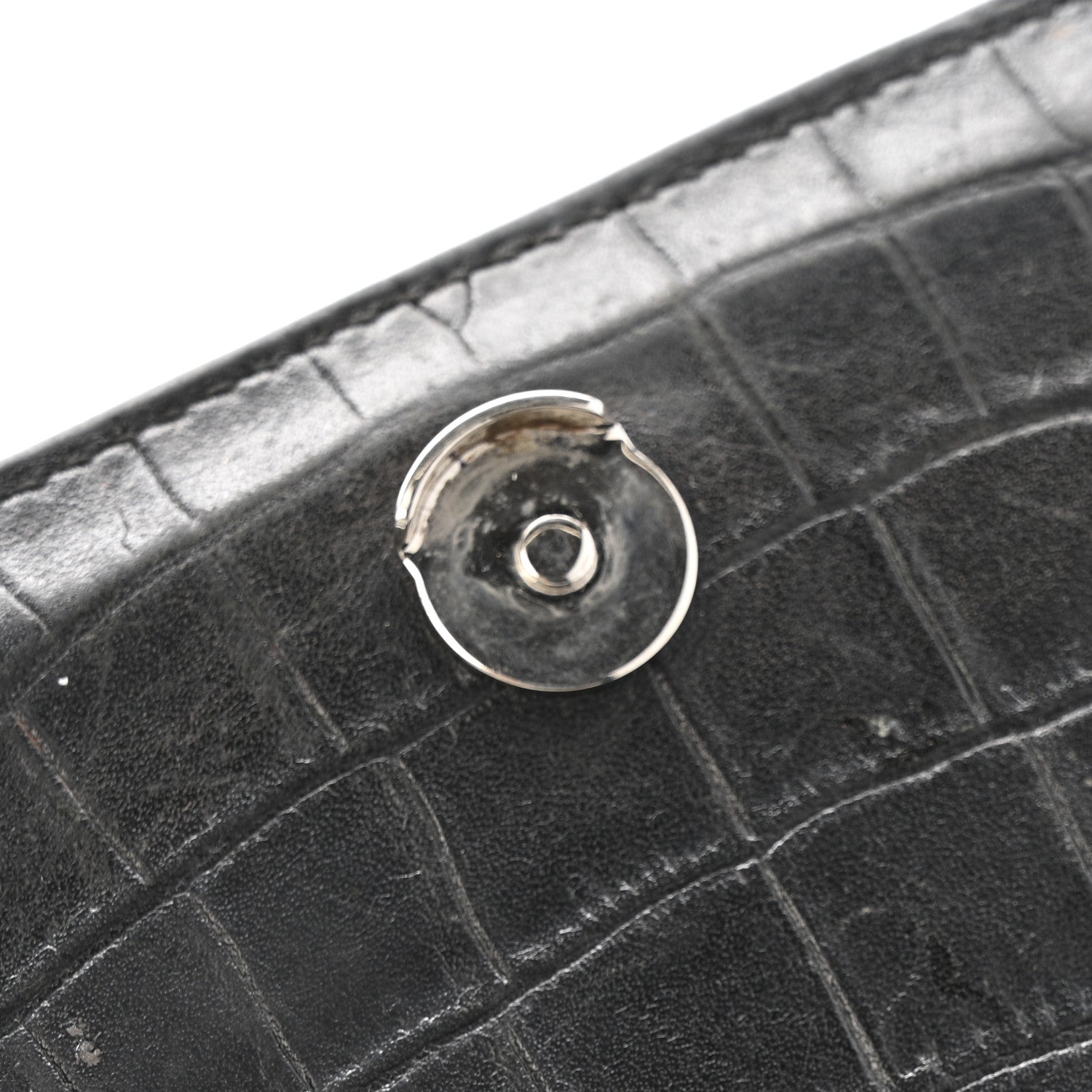 Calfskin Crocodile Embossed Medium Monogram Sunset Black