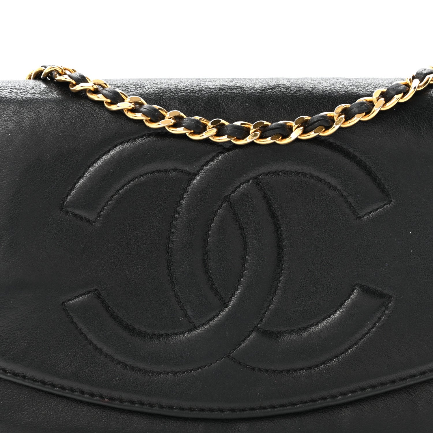 Lambskin Timeless CC Wallet On Chain WOC Black