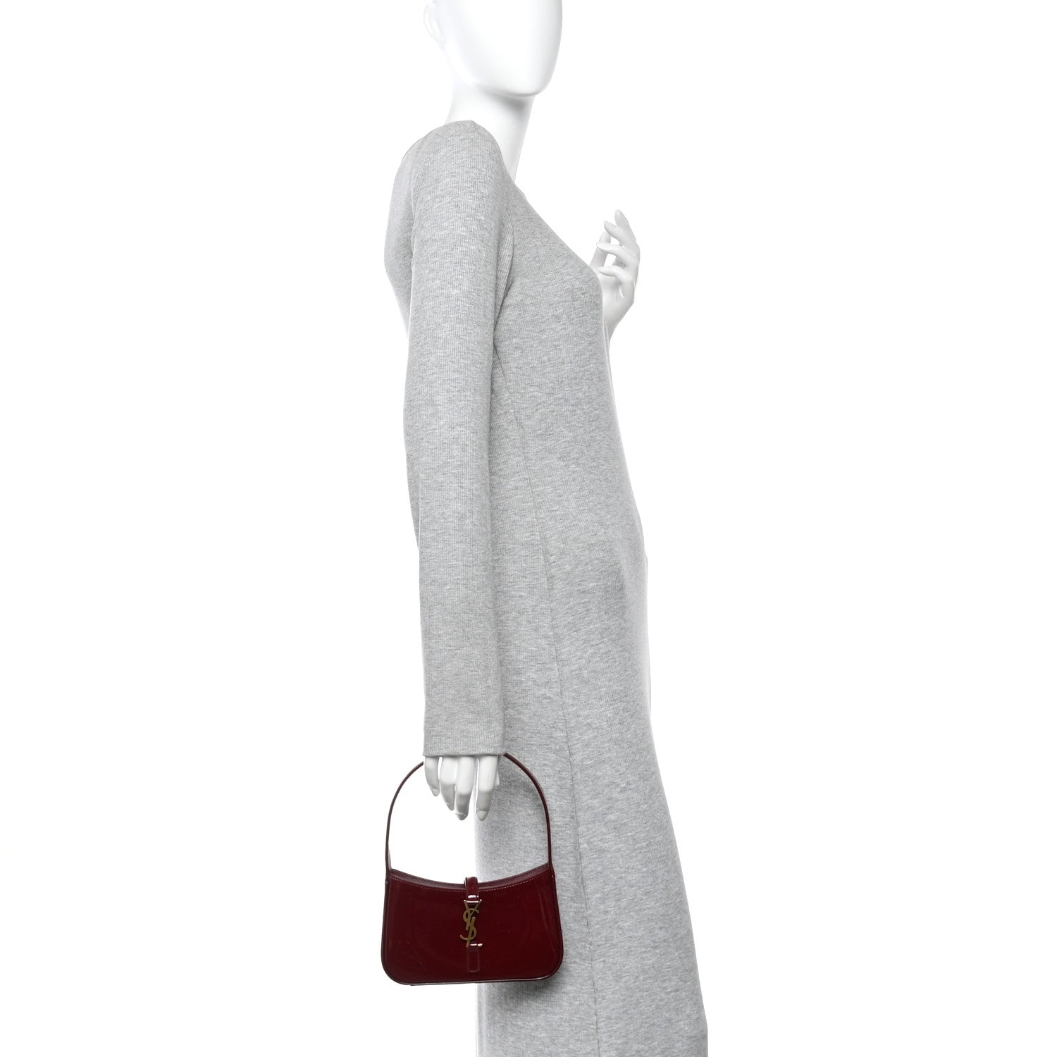 Patent Calfskin Le 5 A 7 Mini Hobo Red Grenat