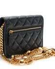 Lambskin Quilted CC Pearl Enamel Clutch on Chain WOC Black