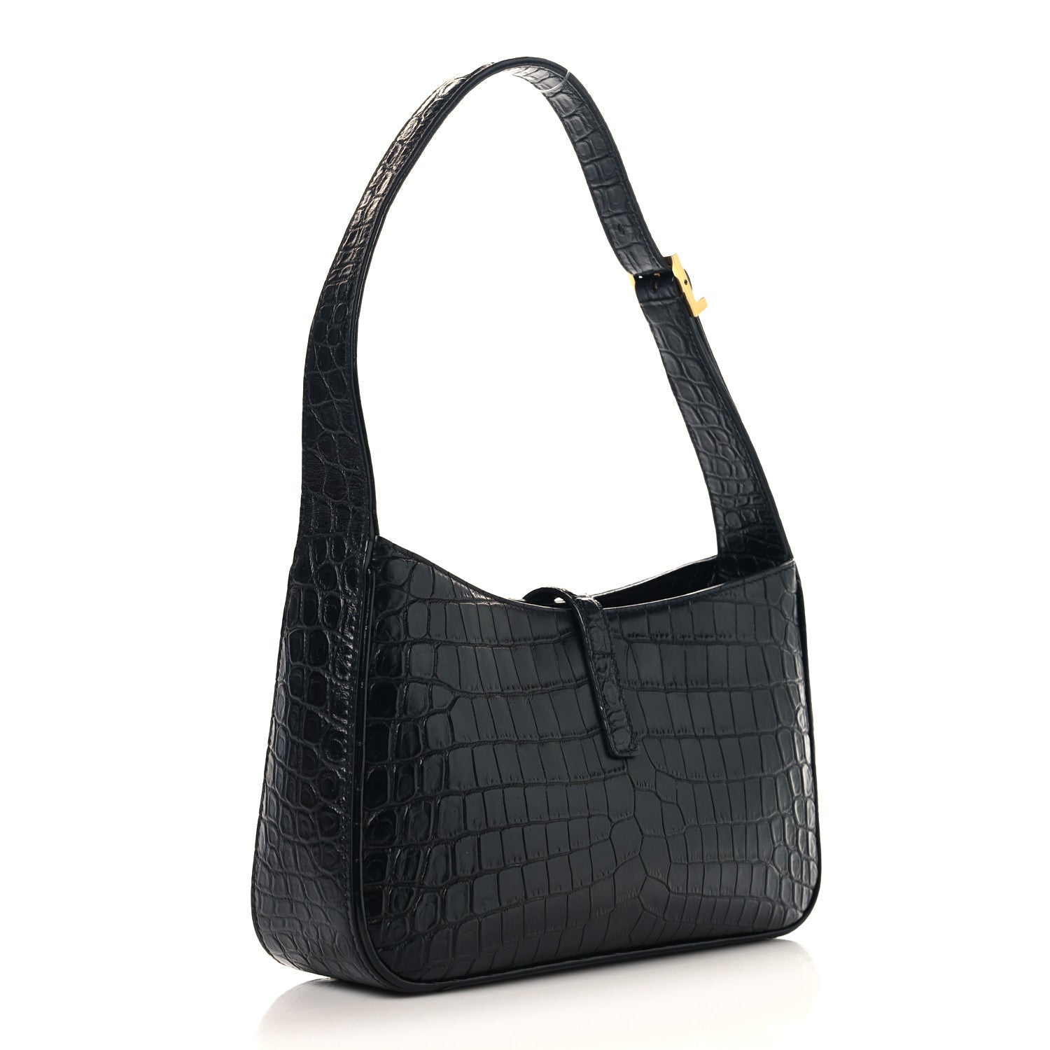 Calfskin Crocodile Embossed Le 5 A 7 Hobo Black
