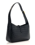Calfskin Crocodile Embossed Le 5 A 7 Hobo Black