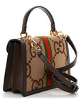 Monogram Jumbo GG Textured Dollar Calfskin Web Small Ophidia Padlock Top Handle Bag Camel Ebony New Acero