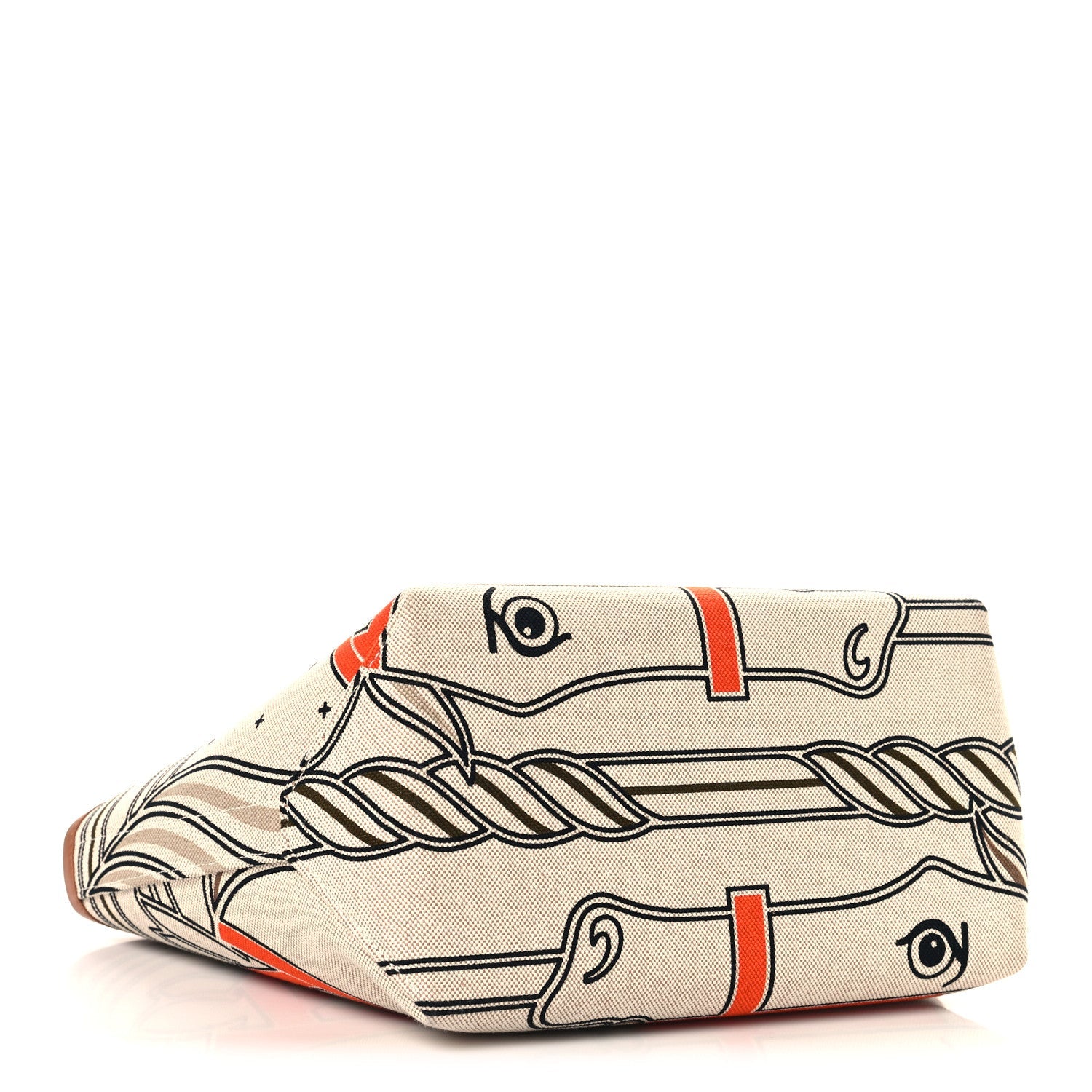 H Plume Canvas Swift Printed Quadrige au Fil Steeple 25 Bag Gris Beige Ecru Beige Gold