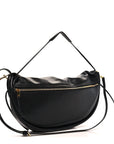 Shiny Lambskin Soft Triomphe Half Moon Bag Black
