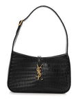Calfskin Crocodile Embossed Le 5 A 7 Hobo Black