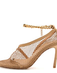 Mesh Nappa Chunky Chain Sandals 39.5 Beige Pony