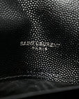 Grain De Poudre Matelasse Chevron Monogram Envelope Chain Wallet Black