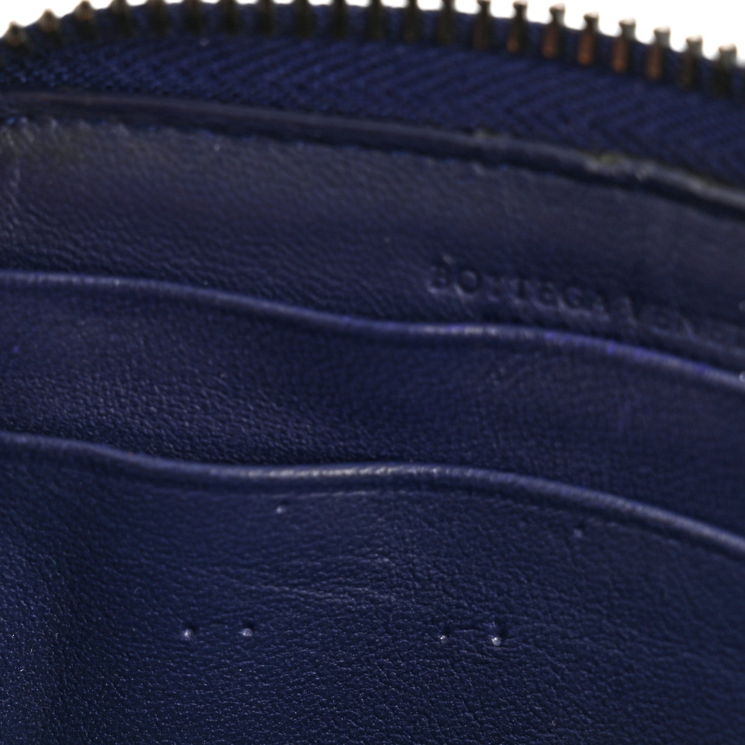 Nappa Intrecciato Zip Around Compact Wallet Blue