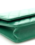 Caviar Quilted Wallet On Chain WOC Green