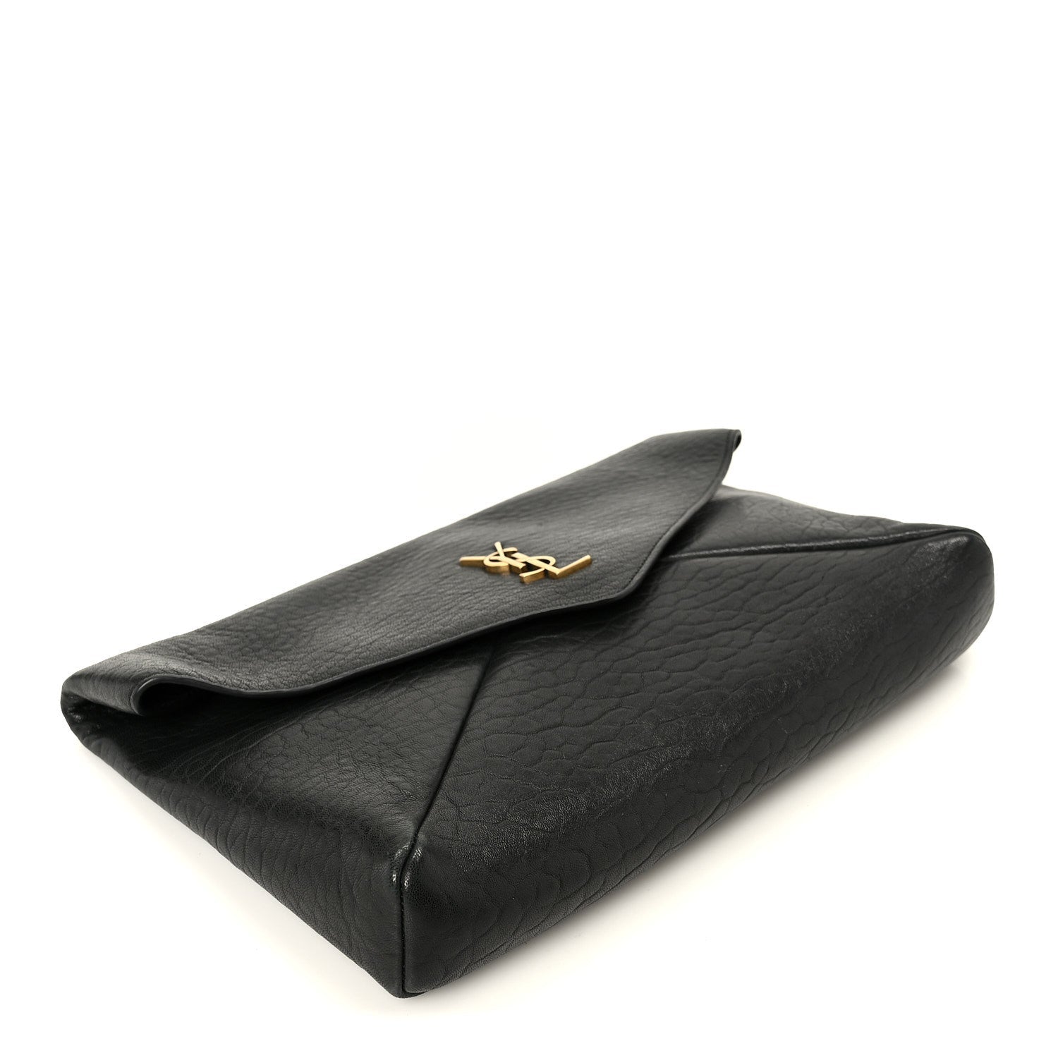 Grained Lambskin Cassandre Envelope Pouch Black