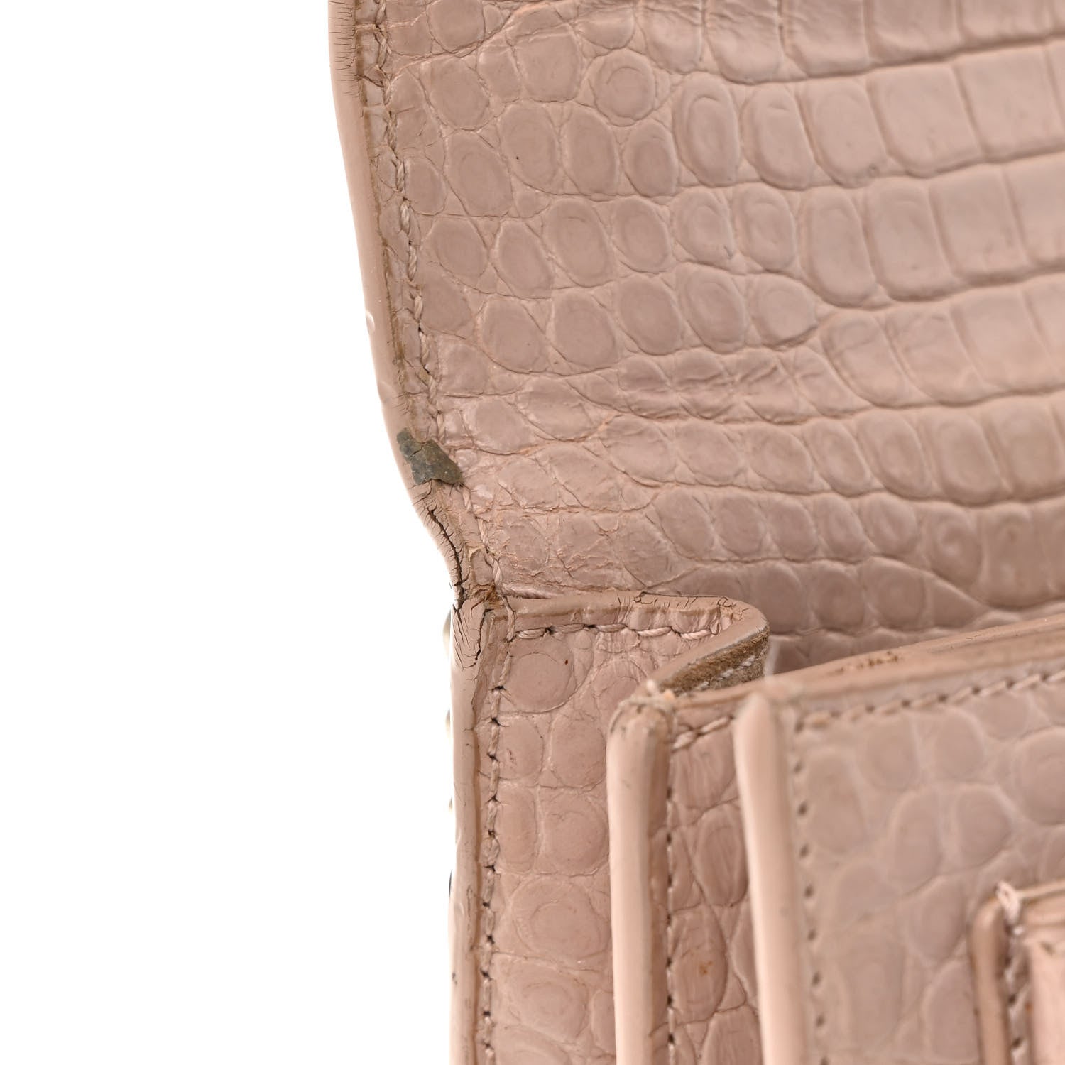 Calfskin Crocodile Embossed Medium Monogram Sunset Rose Antic