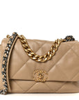 Lambskin Quilted Large CHNL 19 Flap Beige