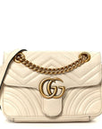 Calfskin Matelasse Mini GG Marmont Shoulder Bag White