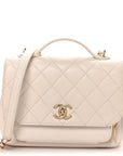 Caviar Quilted Medium Business Affinity Flap White