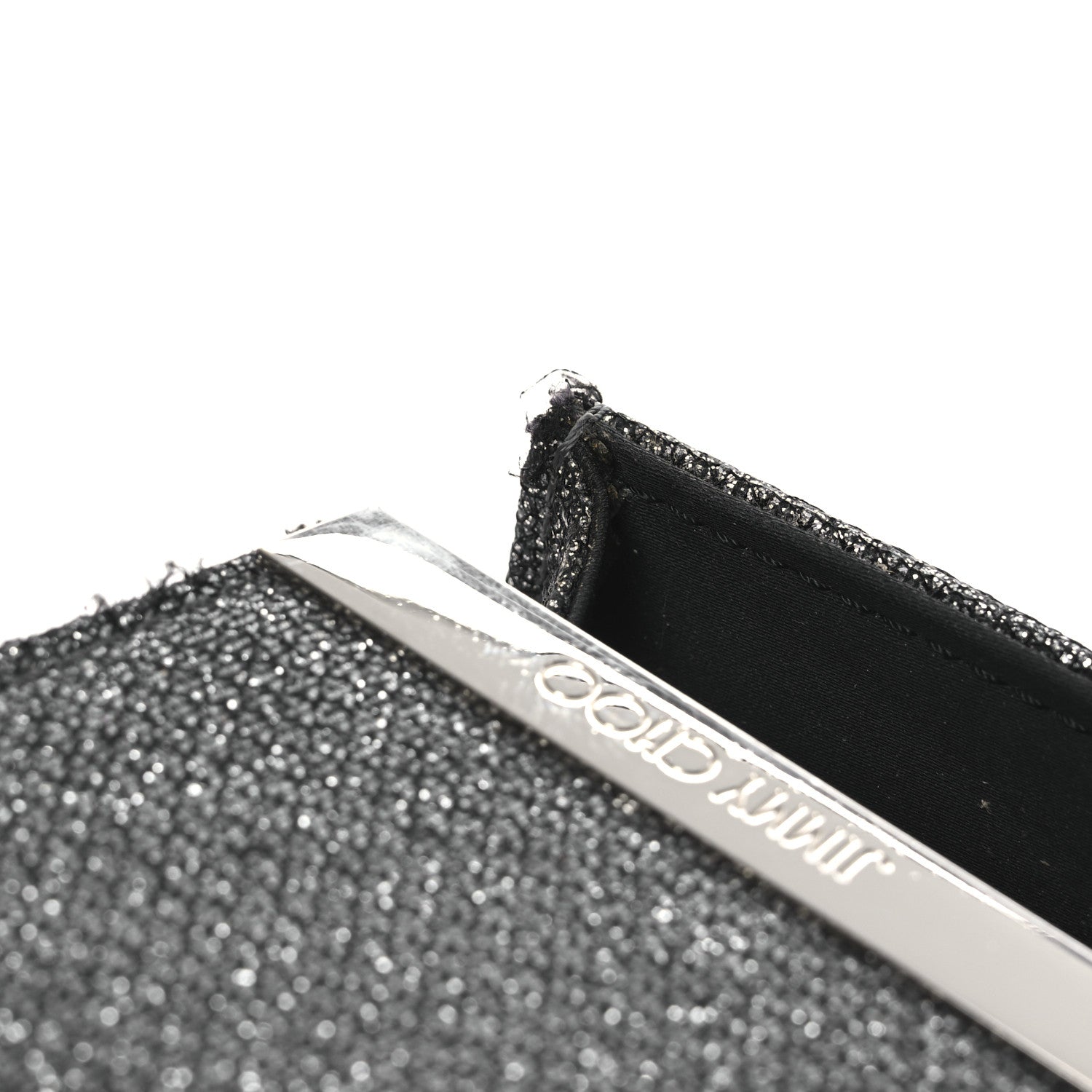 Glitter Fabric Erica Chain Clutch  Anthracite