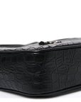 Calfskin Crocodile Embossed Monogram Lou Camera Bag Black