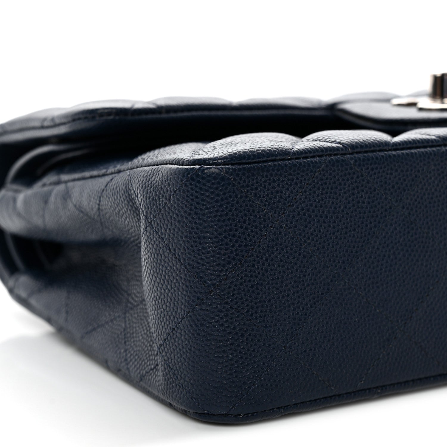 Caviar Quilted Small Double Flap Blue