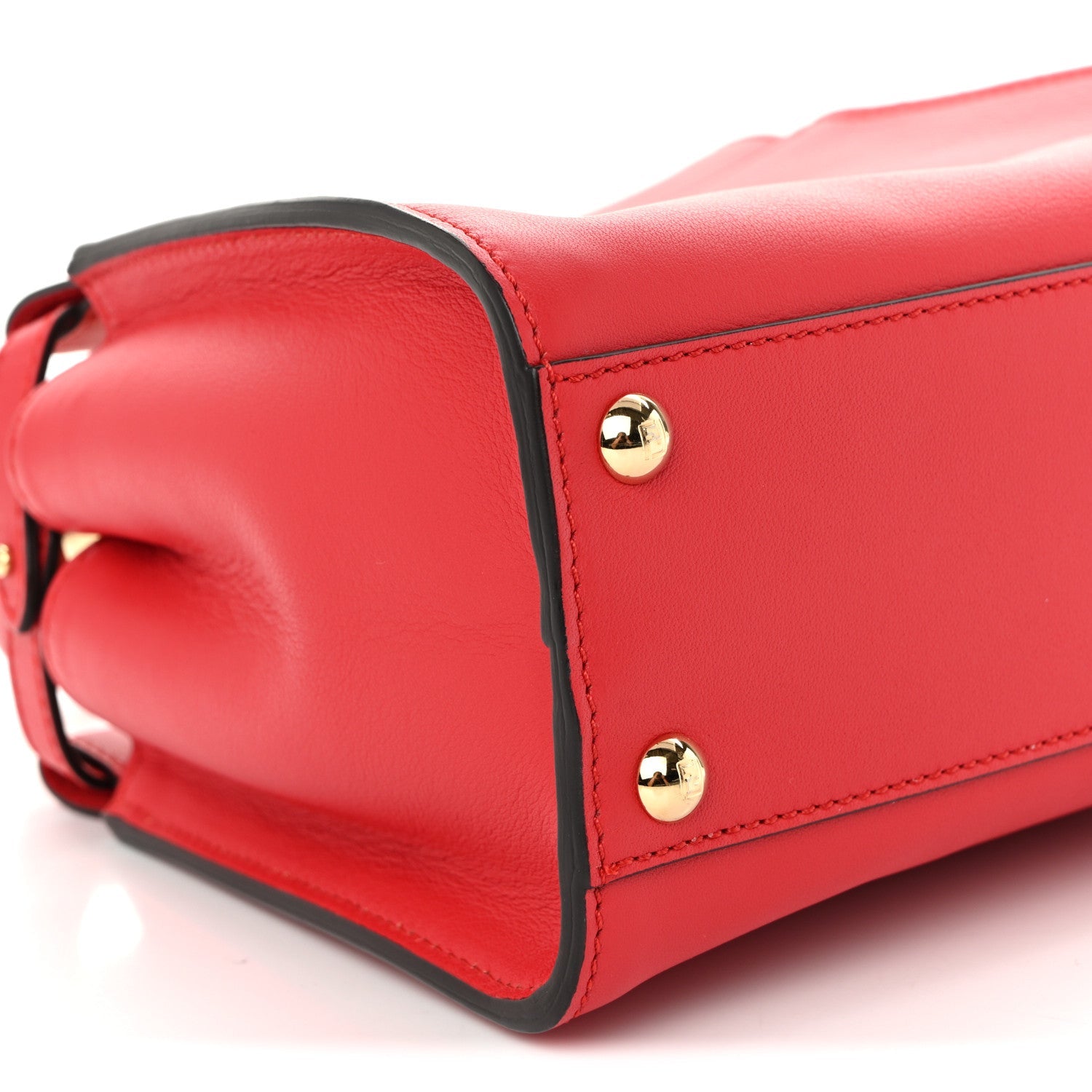 Vitello Seta Canvas FF Embroidered Peekaboo Iconic Satchel Rosso Cardinale Multicolor