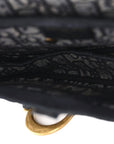 Oblique Embroidered Saddle Bag Blue