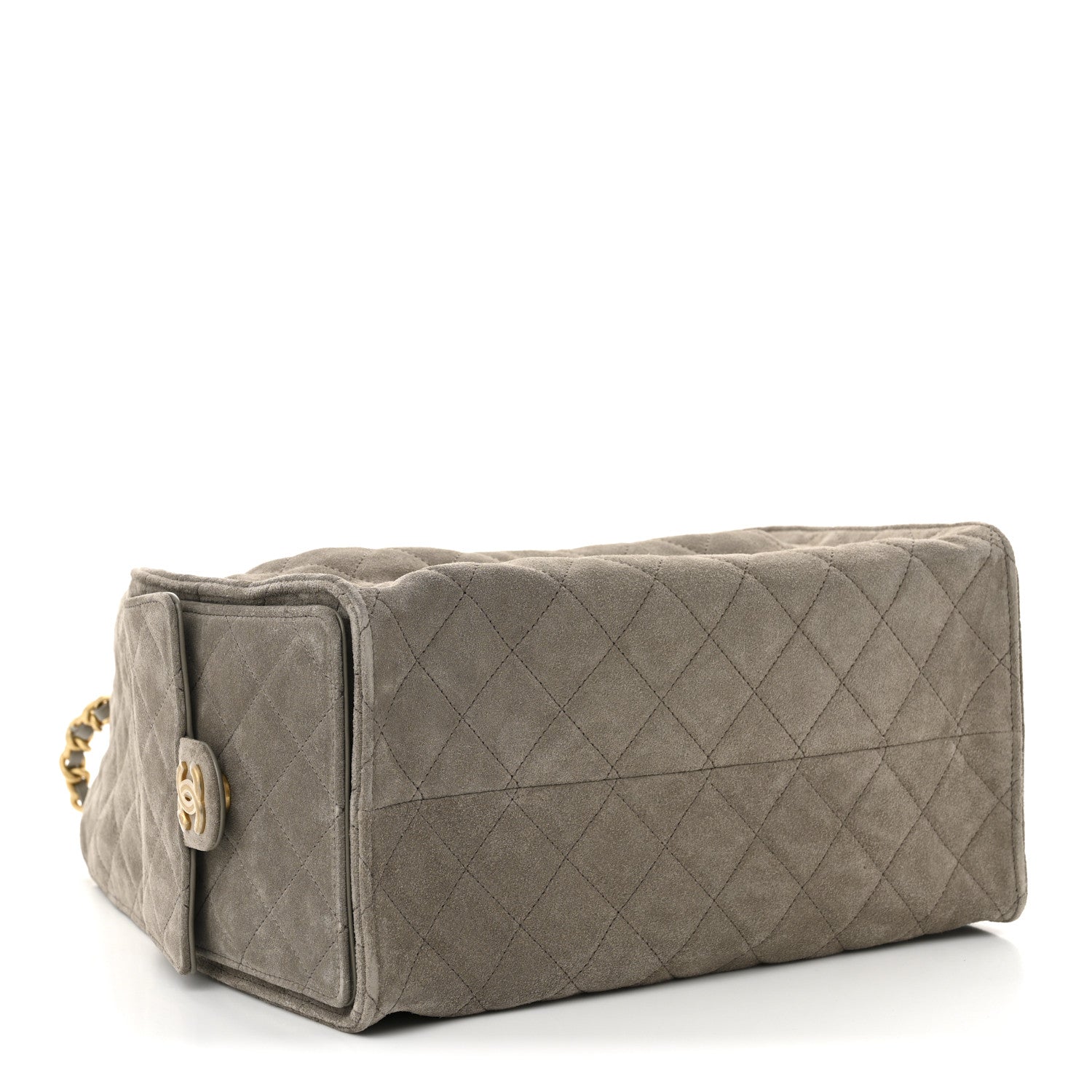 Suede Quilted Medium CHNL 25 Handbag Dark Grey