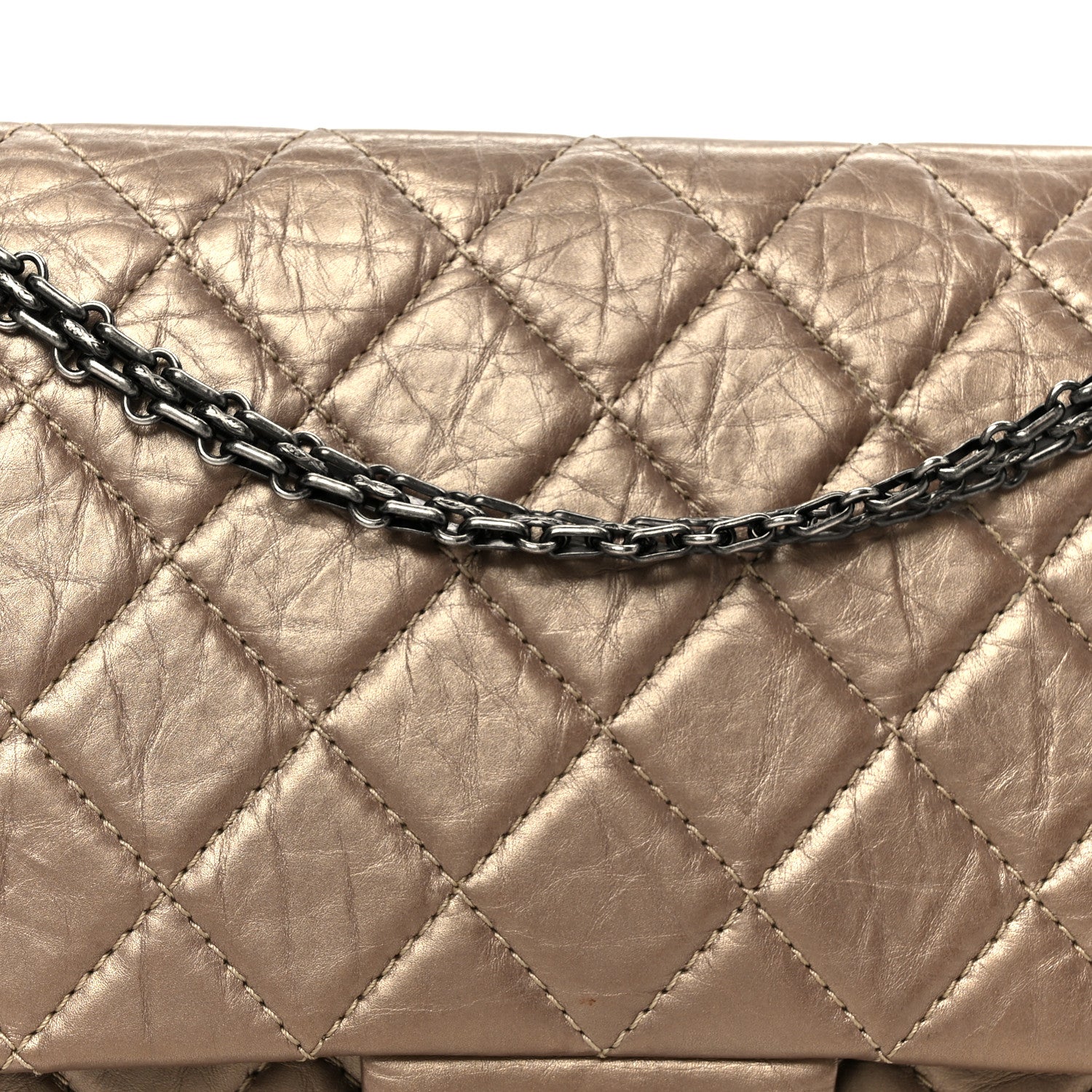 Metallic Aged Calfskin Quilted 2.55 Reissue 227 Flap Dark Gold