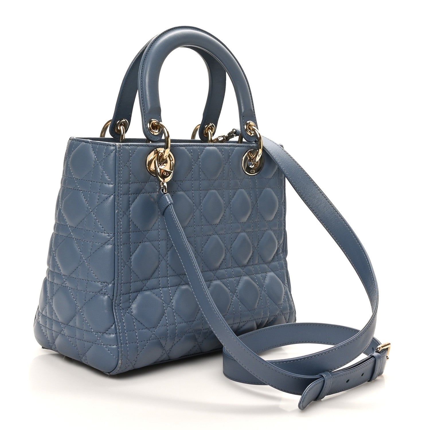 Lambskin Cannage Medium Lady D1OR Denim Blue