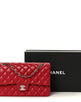 Caviar Quilted Medium Double Flap Red