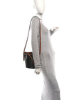 Triomphe Canvas Calfskin Small Drawstring Bucket Bag Tan