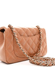 Lambskin Quilted Mini Rectangular Flap Brown