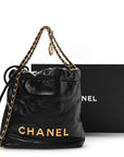 Shiny Calfskin Quilted Mini CHNL 22 Black