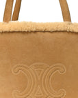 Suede Shearling Triomphe Medium Cabas Anais Natural