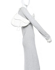 Calfskin Embossed Oblique Saddle Bag White